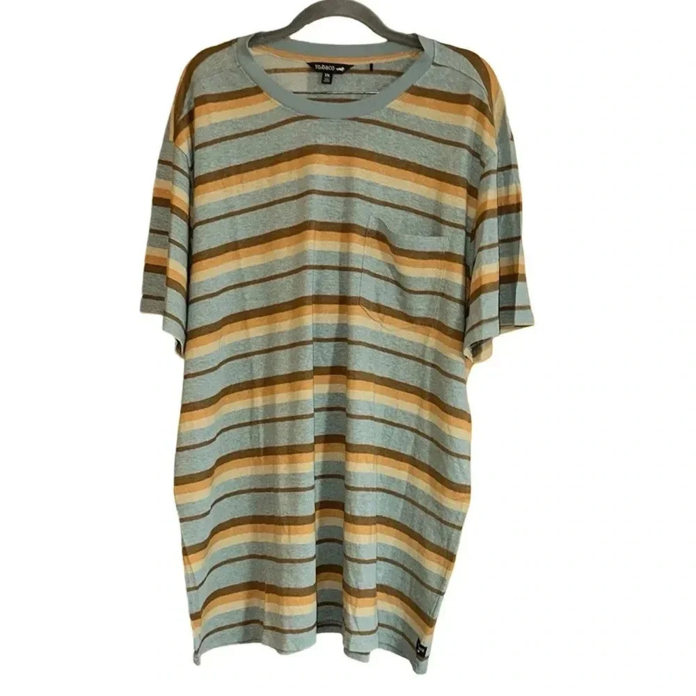Toad&Co Striped Green Short Sleeve Tshirt Size XXL